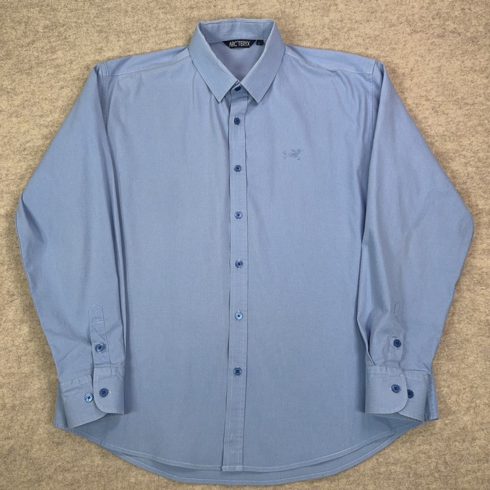 VTG Arcteryx Shirt Mens Large (Fits M) Embroidered Blue Button Down 90s Y2K